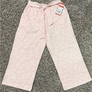 Girls Pink Floral Wide-Leg Pants